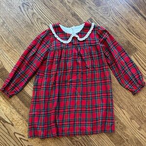 Plaid Red Kids Dress with White Collar